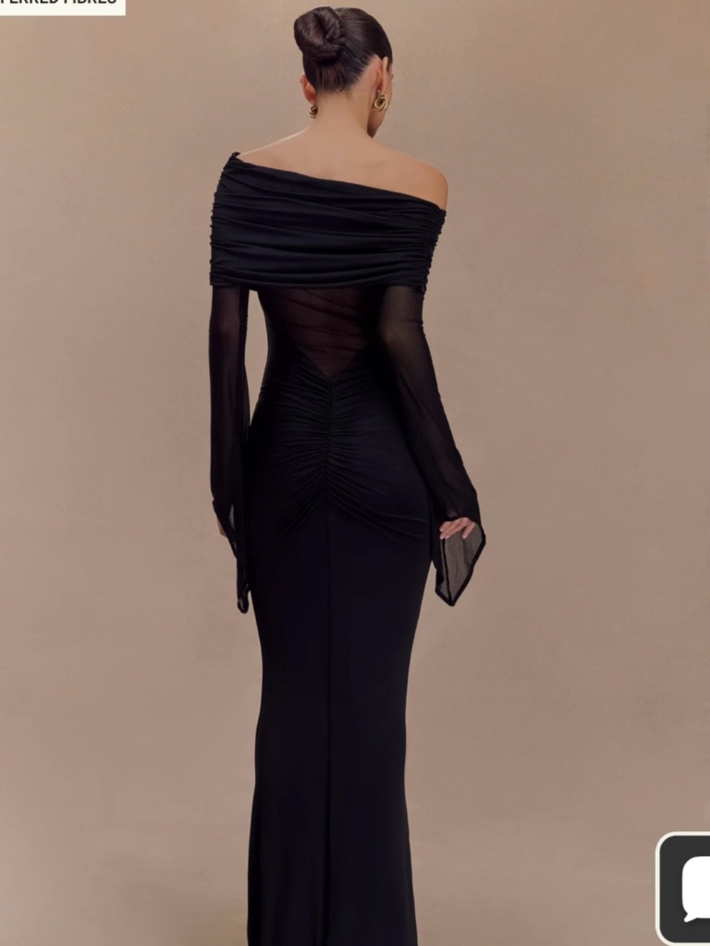Meshki - Kaitlin One-Shoulder Black Mesh-Detail Evening Dress - Picture 4 of 4